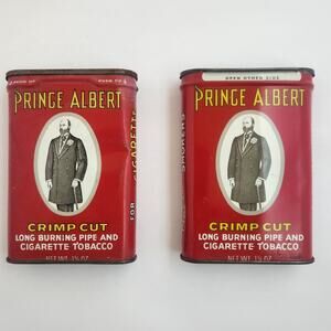 Lot of 2 Vintage Prince Albert Crimp Cut Tobacco Tins 1.5 ounce